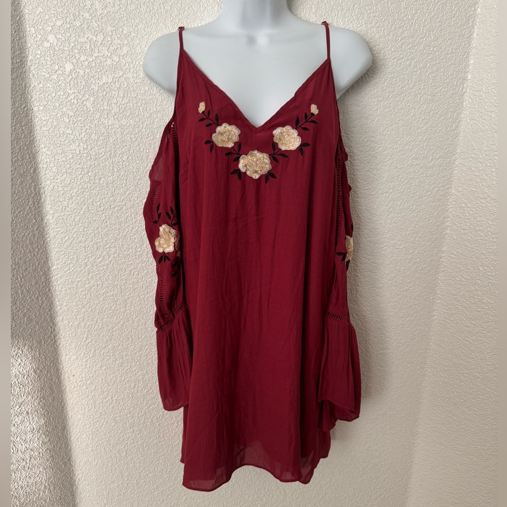 F21 Embroidered Boho Floral Dress Size M